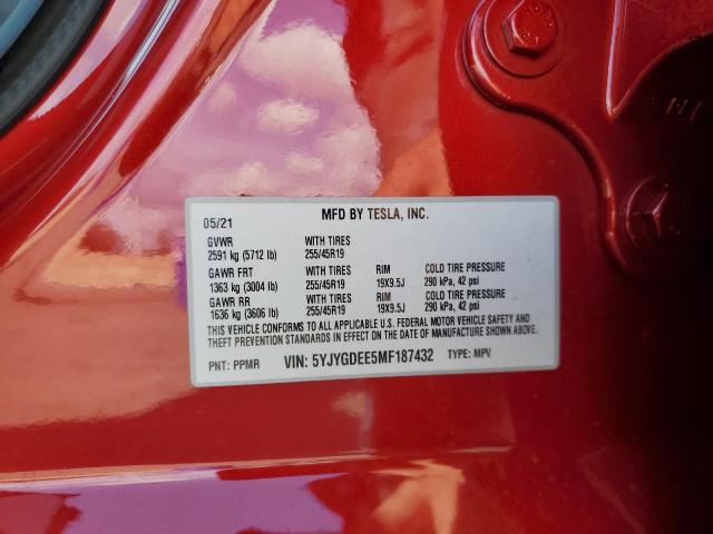 2021 TESLA MODEL Y - 5YJYGDEE5MF187432