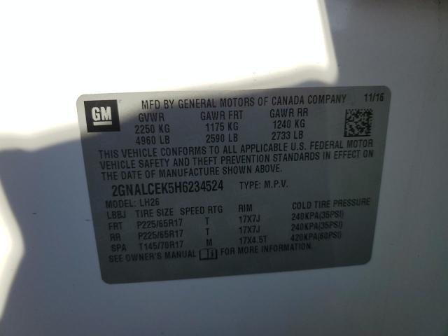 2017 CHEVROLET EQUINOX LT 2GNALCEK5H6234524