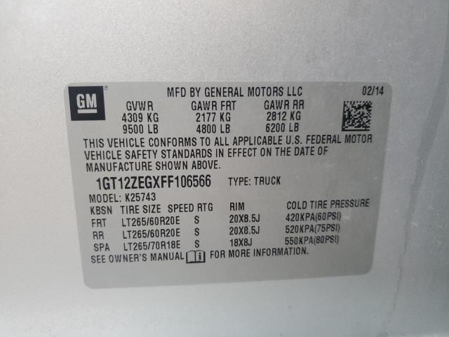 2015 GMC SIERRA K25 1GT12ZEGXFF106566