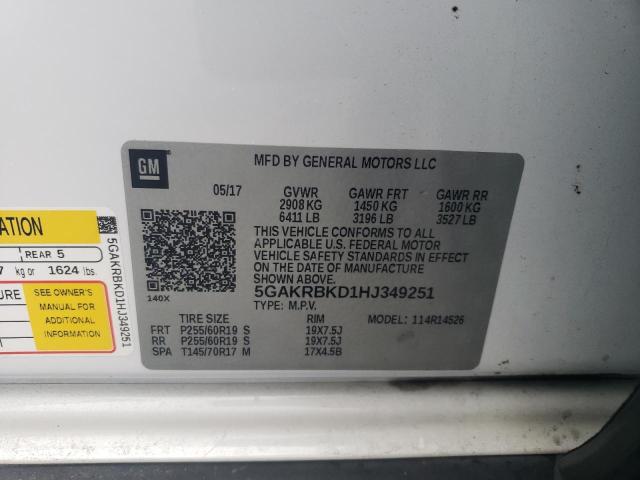 2017 BUICK ENCLAVE 5GAKRBKD1HJ349251