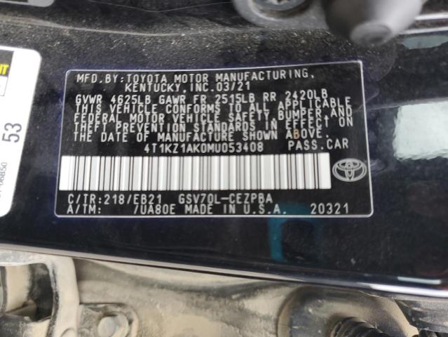 2021 TOYOTA CAMRY TRD 4T1KZ1AK0MU053408