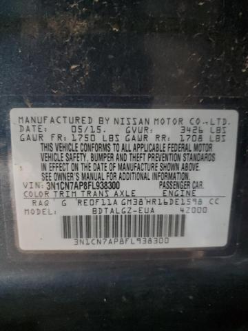 2015 NISSAN VERSA S 3N1CN7AP8FL938300