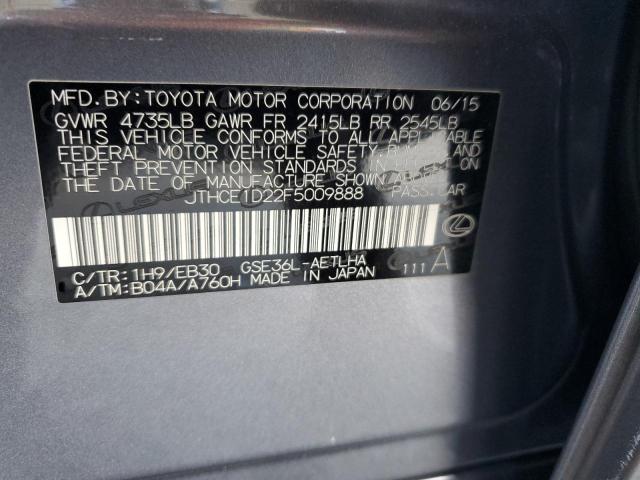 2015 LEXUS IS 350 JTHCE1D22F5009888