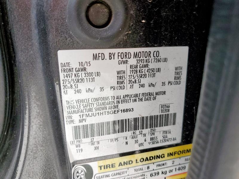 2016 FORD EXPEDITION XLT 1FMJU1HT5GEF16893