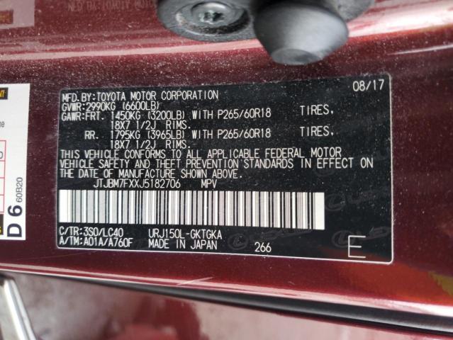 2018 LEXUS GX 460 JTJBM7FXXJ5182706