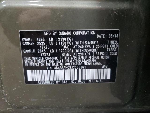 2018 SUBARU OUTBACK 2. 4S4BSAHC9J3365361