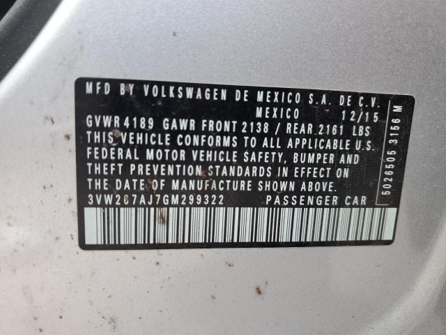 2016 VOLKSWAGEN JETTA S 3VW267AJ7GM299322