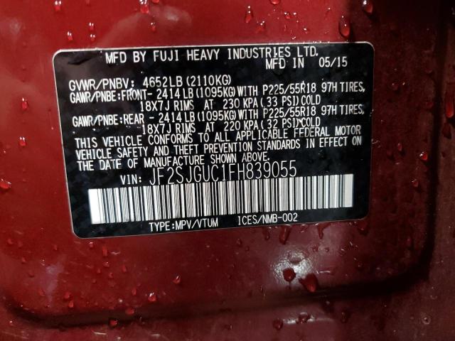 2015 SUBARU FORESTER 2.0XT TOURING JF2SJGUC1FH839055