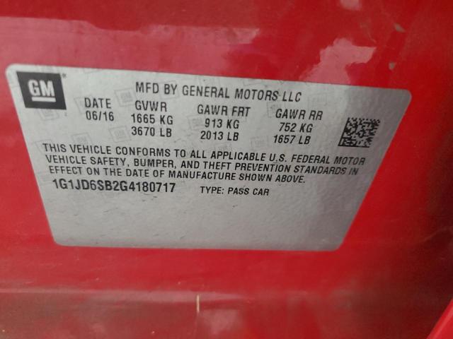 2016 CHEVROLET SONIC LT 1G1JD6SB2G4180717