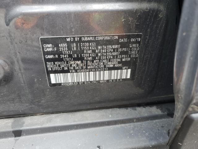 2019 SUBARU OUTBACK 2. 4S4BSAFCXK3343213