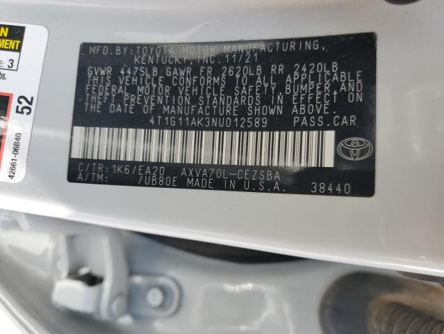 2022 TOYOTA CAMRY SE 4T1G11AK3NU012589
