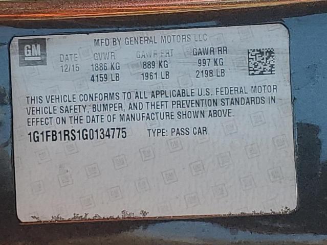2016 CHEVROLET CAMARO LT 1G1FB1RS1G0134775