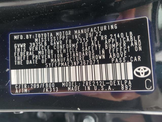 2022 TOYOTA COROLLA LE #3297175870