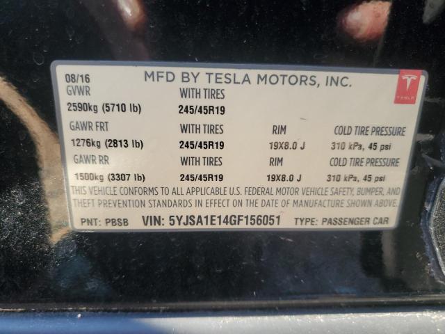 2016 TESLA MODEL S 5YJSA1E14GF156051