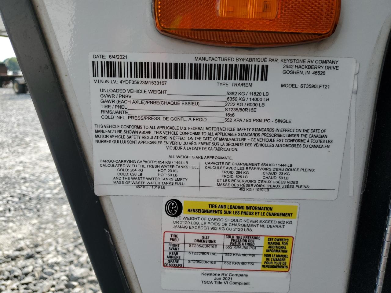 Lot #3268333051 2021 KEYSTONE SPRINTER