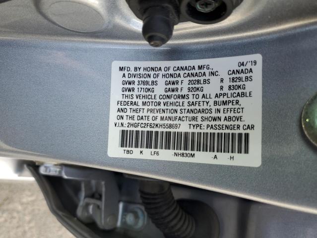 2019 HONDA CIVIC LX 2HGFC2F62KH558697