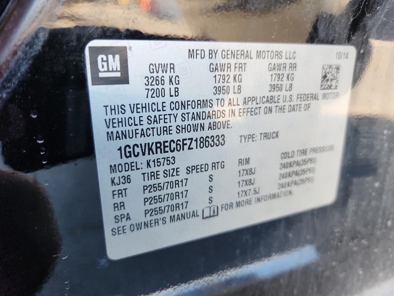 Lot #3268364256 2015 CHEVROLET SILVERADO K1500 LT