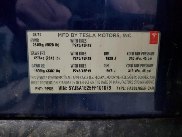 2015 TESLA MODEL S 5YJSA1E25FF101079