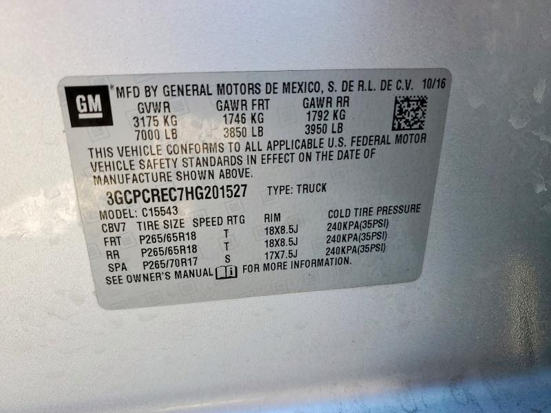 2017 CHEVROLET SILVERADO 3GCPCREC7HG201527