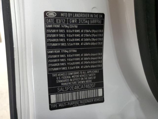 2012 LAND ROVER RANGE ROVE - SALSP2E48CA748207