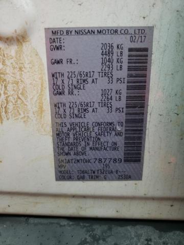 2017 NISSAN ROGUE S 5N1AT2MT0HC787789