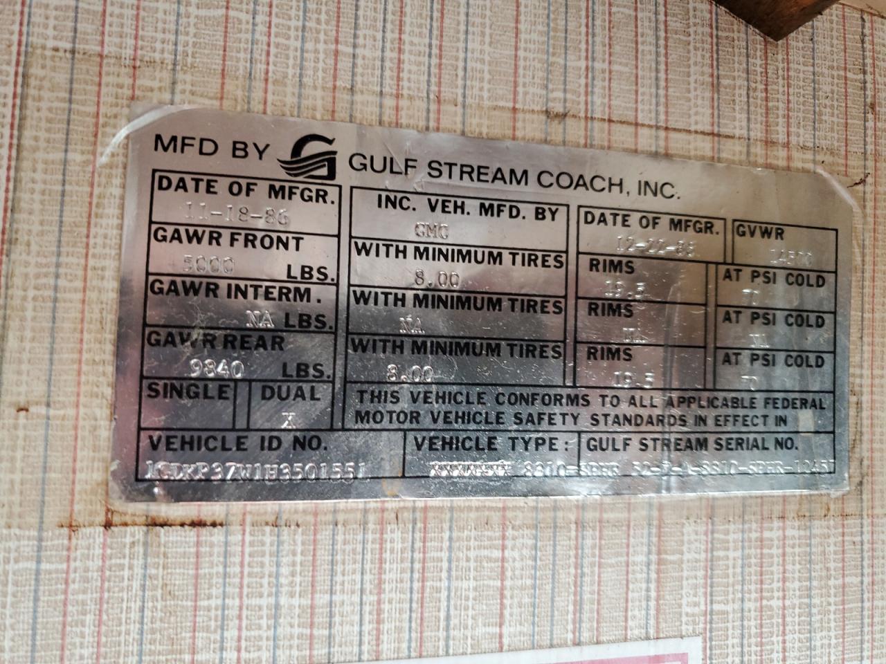 Lot #3246176093 1987 GMC MOTOR HOME