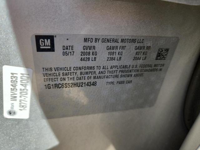 2017 CHEVROLET VOLT LT 1G1RC6S52HU214348