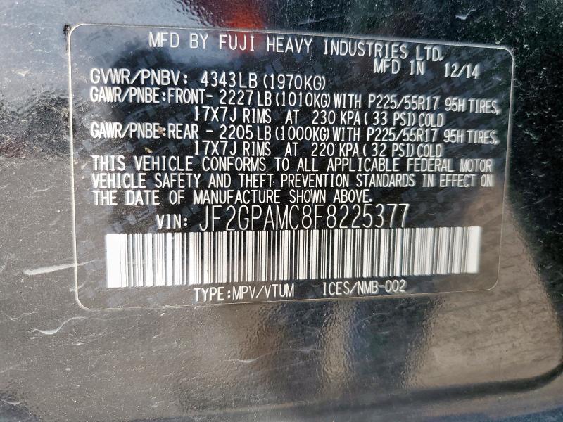 2015 SUBARU XV CROSSTR JF2GPAMC8F8225377