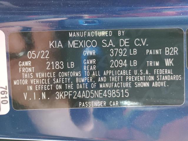 2022 KIA FORTE FE - 3KPF24AD5NE498515