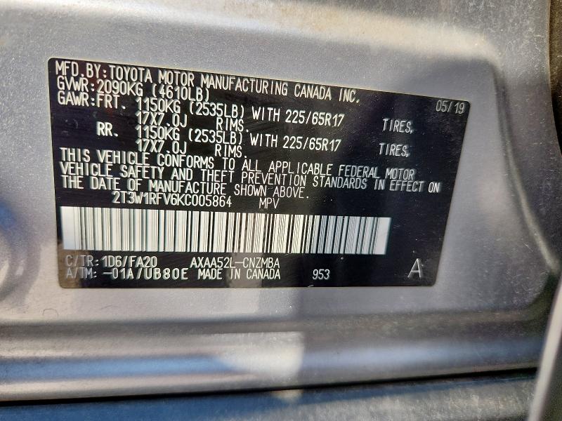 2019 TOYOTA RAV4 XLE - 2T3W1RFV6KC005864