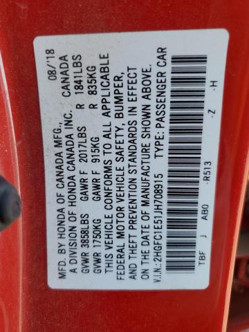 2018 HONDA CIVIC SI - 2HGFC1E51JH708915