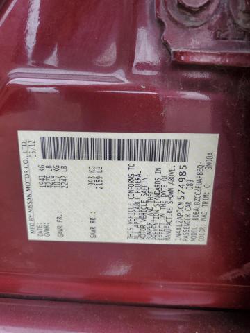 2012 NISSAN ALTIMA BASE - 1N4AL2AP0CN574985