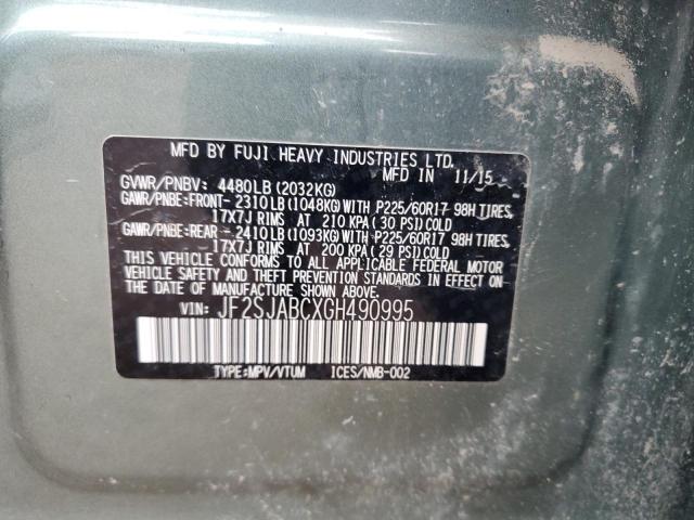 2016 SUBARU FORESTER 2 JF2SJABCXGH490995