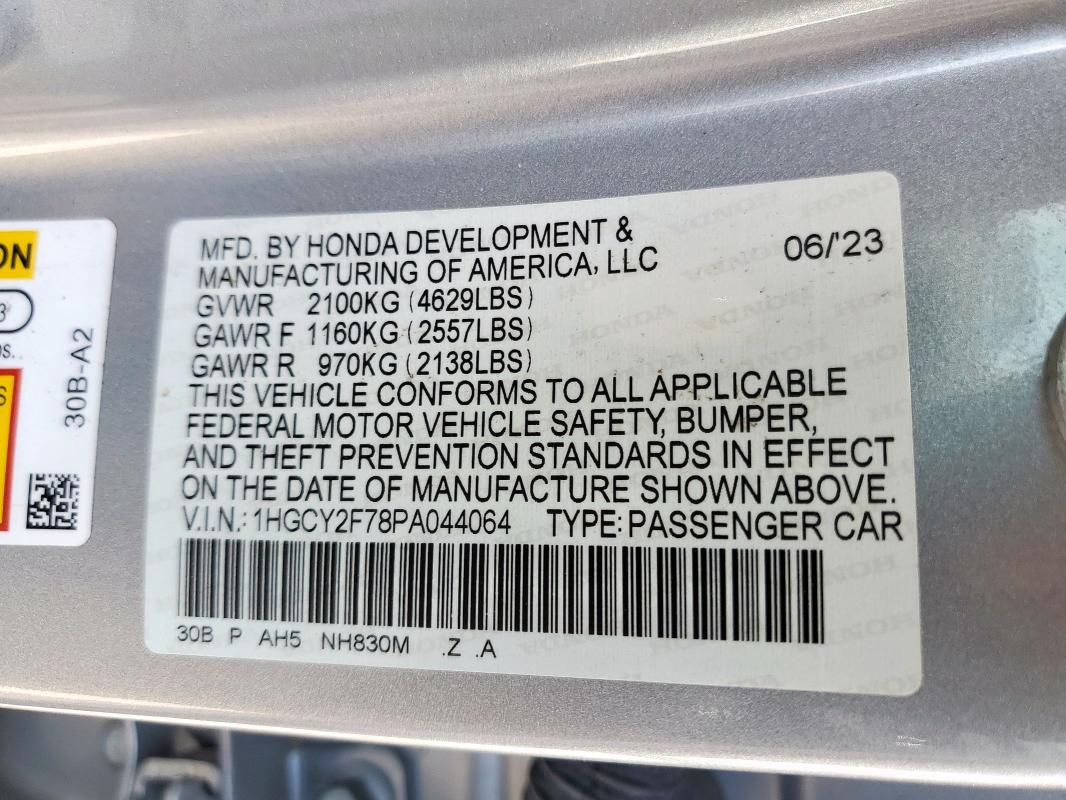 2023 HONDA ACCORD HYB - 1HGCY2F78PA044064