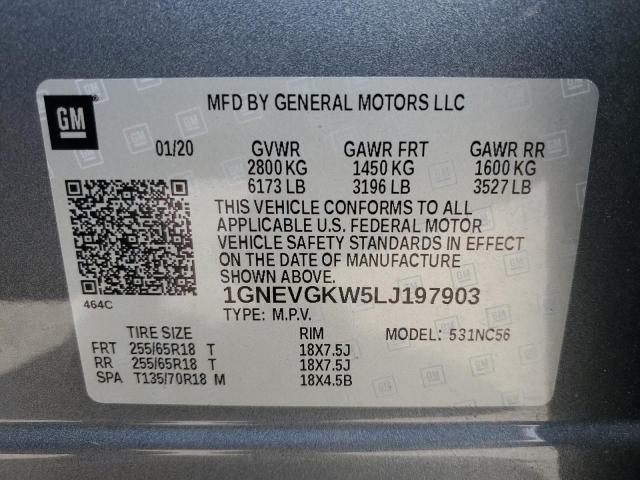 2020 CHEVROLET TRAVERSE LT 1GNEVGKW5LJ197903