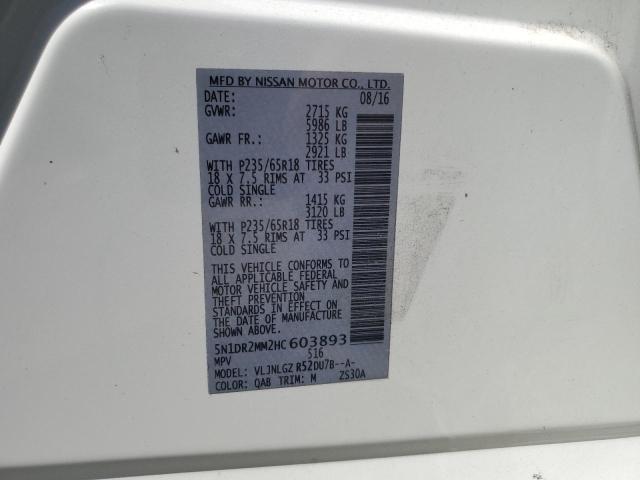 2017 NISSAN PATHFINDER 5N1DR2MM2HC603893