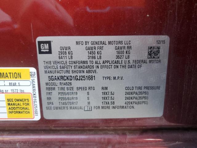2016 BUICK ENCLAVE 5GAKRCKD1GJ251681