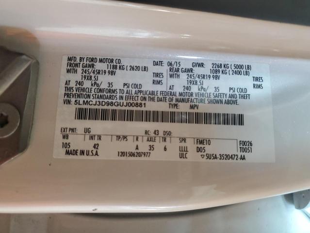 2016 LINCOLN MKC RESERV - 5LMCJ3D98GUJ00881