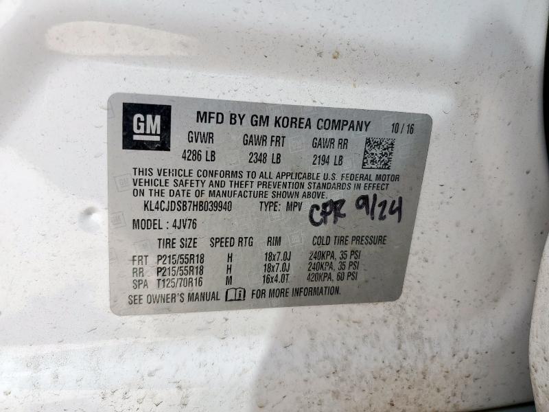 2017 BUICK ENCORE PREMIUM KL4CJDSB7HB039940
