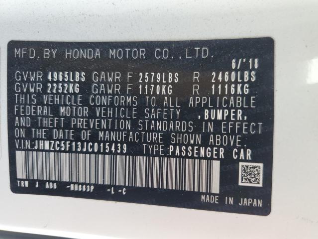 2018 HONDA CLARITY JHMZC5F13JC015439