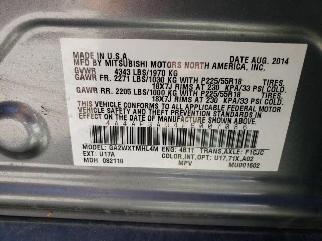 2015 MITSUBISHI OUTLANDER 4A4AP3AU4FE007086