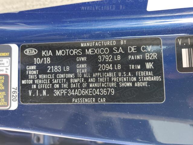 2019 KIA FORTE GT L #3303710416