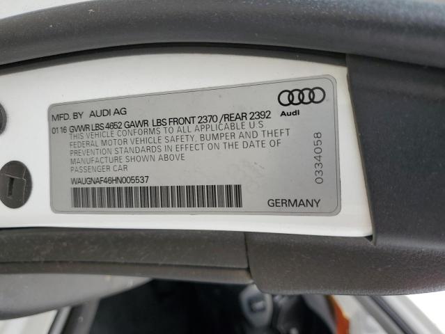2017 AUDI A4 PREMIUM WAUGNAF46HN005537