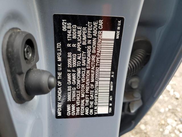 2021 HONDA CIVIC TYPE-R TOURING SHHFK8G76MU205592