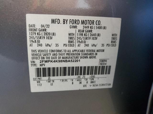 2022 FORD EDGE TITAN 2FMPK4K98NBA52201