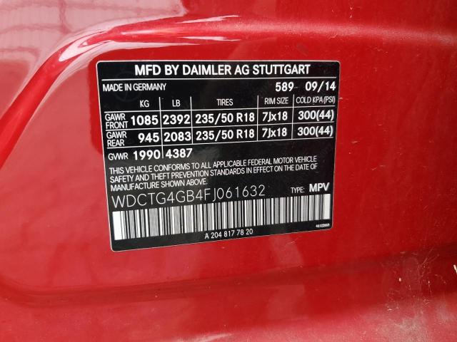 2015 MERCEDES-BENZ GLA 250 4M WDCTG4GB4FJ061632