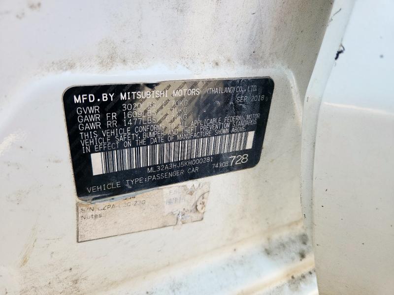 2019 MITSUBISHI MIRAGE ES ML32A3HJ5KH000281