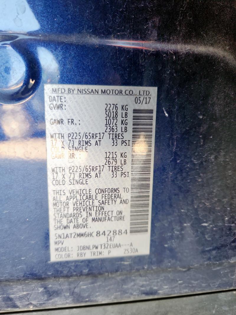 2017 NISSAN ROGUE 5N1AT2MM6HC842884