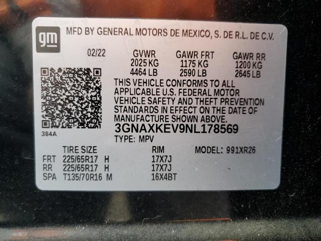 2022 CHEVROLET EQUINOX LT - 3GNAXKEV9NL178569