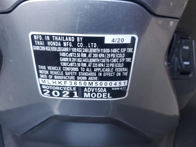 2021 HONDA ADV150 A MLHKF3850M5000451